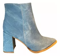 Botas Jean Mujer Botinetas Dama Eco Cuero Cierre Lateral