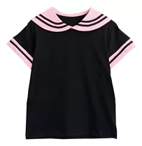 Remera Seifuku Marinera / Negro Y Rosa / Unisex