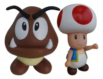 Kit 2 Bonecos Grandes Goomba E Toad 23cm Coleção