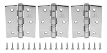 Dobradiça De Aço Carbono Com Rolamento Duplo 3 X 2.5 Cromada