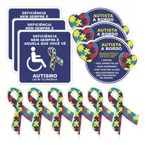 12 Adesivos Símbolo Autista A Bordo Carro Lei Pcd Colante Cor Azul