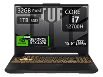 Asus Tuf F15 Fx507, I7-12700h, 32gb, 1tb Ssd, Rtx4070, 144hz