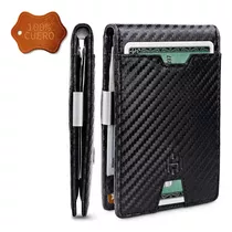 Hardley  Dylan Wallet Billetera Cuero Hombre Bloqueo Rfid Tarjetero Color Carbon Fiber