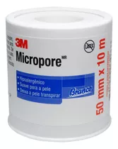 Fita Micropore 3m 50mm X 10m Branca Hipoalergênica Suave Und