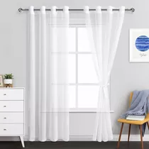 White Sheer Curtains  Grommet Semi Transparent Window C...