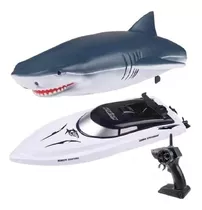 Barco Lancha 2 Em 1 Cabeça De Tubarão Shark Controle Remoto!
