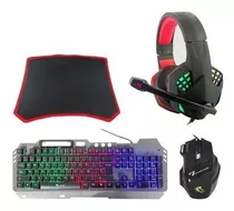 Kit Gamer Pc Teclado Metal Mouse Audifono Mousepad K1099