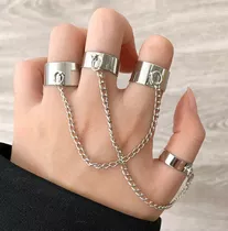 Anillos Midi Ring 4x1 Accesorios Femeninos Moda Punk Set