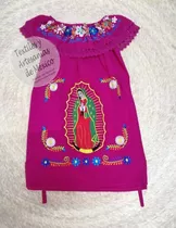 Hermoso Vestido De Niña Bordado Virgen Guadalupe Talla 4 Y 6