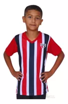 Camiseta Infantil São Paulo Tricolor Listrada Oficial