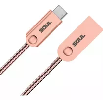Cable De Datos Iron Flex Tipo C Reforzado Metálico Dorado Color Rosa Dorado