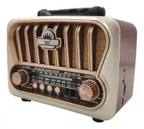 Rádio Retro Usb Am Fm Sw Bateria Recarregável Mp3 Bluetooth Cor Dourado