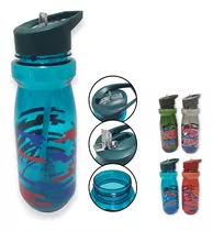 Botella Agua Plástico Colores Pico Sport Estampada Deportiva