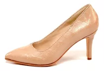 Stiletto Punta Zapato Labrado Fiesta Mujer Nude | Edna Drid