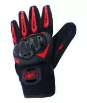 Guantes Moto Touch Malla Protección Nudillos Palma Rojo L