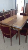 Juego De Living Comedor Antiguo Más Silla Mecedora Roble