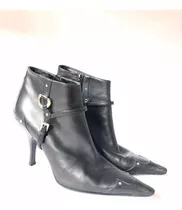 Botas Prada Mujer Negras En Punta Tachas Y Hebilla