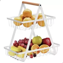 Fruteira De Mesa Organizador De Frutas Cesto Metal Aramado Cor Branco