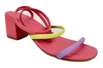 Sandália Salto Bloco Com Tiras Color - Nly Comfort
