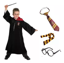 Disfraz De Harry Potter Tunica + Lentes + Varita Para Niños Jovenes Y Adultos