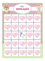 100 Cartelas Bingo Baby Chá Bebê Revelação Personaliza Urso