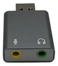 Tarjeta Adaptador Doble Sonido Usb Stereo Audio + Microfono Color Gris