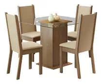 Juego De Comedor Aline Mesa Vidrio + 4 Sillas - Balton Hogar