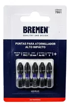 Set Puntas Atornillador Impacto Bremen Ph2 X 25mm 5u 7861