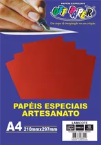 Papel Lamicote A4 250g Vermelho 10 Folhas Off Paper