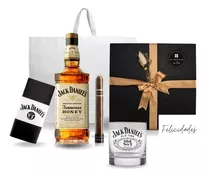 Jack Daniels Honey 750 Box + Habano + Vaso Whisky + Chocolat