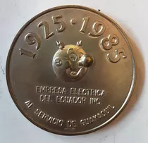 Medalla 60 Años Empresa Electrica Emelec 1985 Plateada
