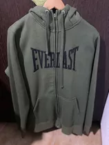 Campera Everlast Buzo Capucha Verde Talle L Con Cierre