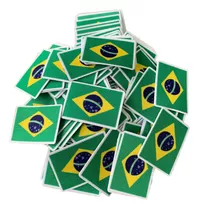 Kit Com 100 Etiquetas Bandeira Do Brasil 4 Cm Para Roupas