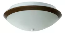 Lustre Teto/ventilador Redondo Branco Leitoso Borda Tabaco