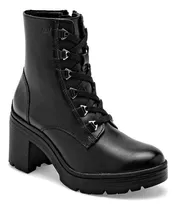 Bota Plataforma Flexi 119607 Piel Negro Botin Tacon Cuadrado