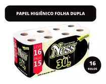 Papel Higiênico Folha Dupla Macio 30 Metros Ness - 16 Rolos