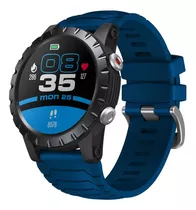 Reloj Smartwatch Deportivo Gps Zeblaze Stratos 100 Deportes Color De La Caja Azul Color De La Malla Blanco Color Del Bisel Negro Diseño De La Malla Negro