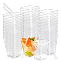 Paquete De 50 Vasos Pequeños Cuadrados De Plástico Transpare