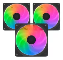 Kit 3 Cooler Fans Led Rgb Ventoinha 120mm Gabinete Pc Gamer