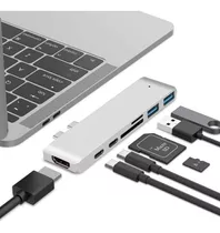 Adaptador Macbook Pro Air 13 15 Usb C Hub Hdmi Micro Sd 7-1 Color Gris