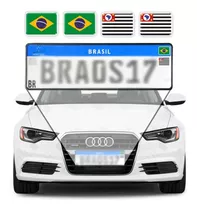Adesivo Bandeira Placa Mercosul Carro - Brasil + Estado 4pçs