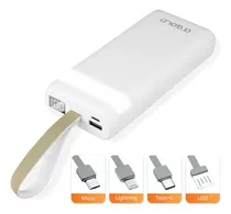 Carregador Portátil Power Bank 20.000 Para iPhone E Samsung Branco Universal