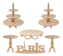 Kit Provençal Festa Mesa Infantil Mdf Paris Porta Bolo