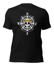 Playera Anime One Piecee. Brujula Pirata Luffy Sombrero Paja