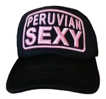 Gorra Peruvian $exy Negra Con Letras Rosadas Pareu Peru