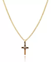 Corrente Masculina 70cm 2mm + Pingente Cruz Banhado Ouro 18k