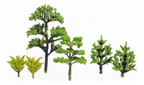 Kit 6 Árvores Variadas Para Cenários Rpg E Dioramas