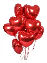 12 Globos Metalizado Corazon 10puLG 23cm Enamorado Fiesta