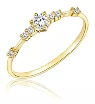 Anillo Dorado Con Piedra Señora Cristal Para Mujer Talla 8