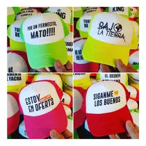 50 Gorras Fluor Con Frases Fiesta Eventos Cotillon Souvenir